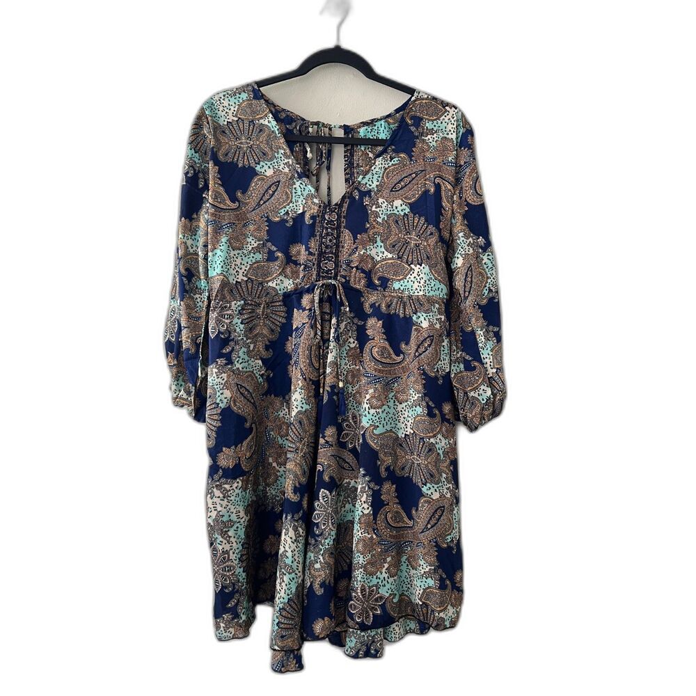 Karma Highway Paisley Print Bohemian Dress with Tassels OS